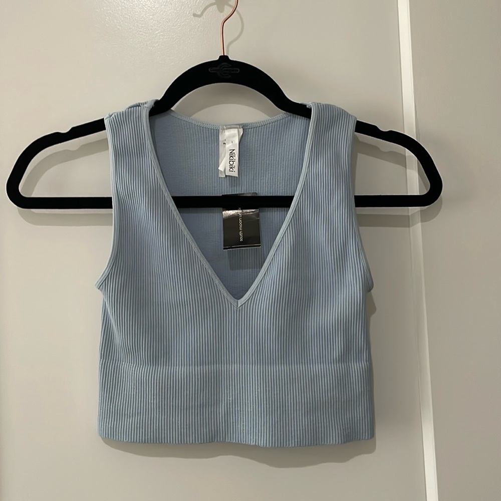 Dusty blue stretchy crop top from South Moon under new with tags